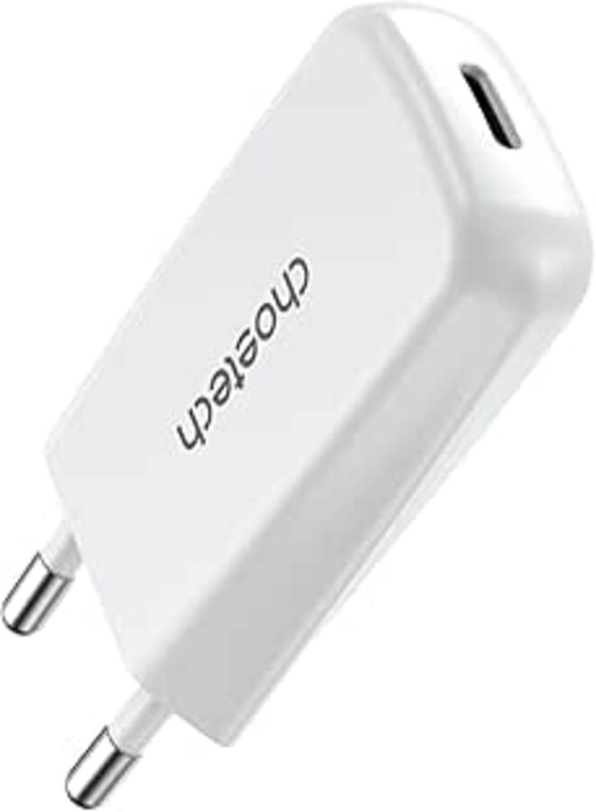 Choetech PD3080 Ultra-Slim Wall Charger, 20W USB-C PD Fast Charging, Compact Lightweight Design Compatible with iPhone,Samsung & iPad, 2 Years Warranty – White